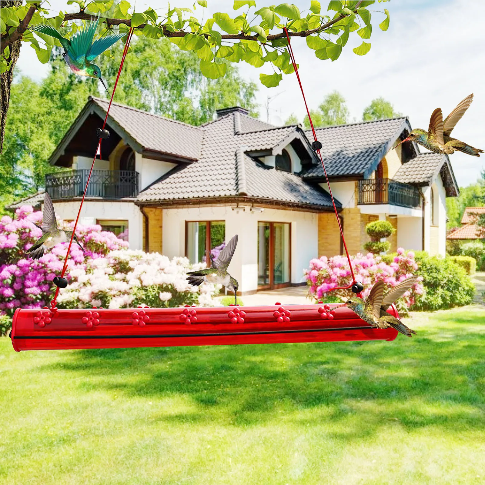 Лучшая Кормушка Для Колибри с отверстием для кормления птиц красная труба легко