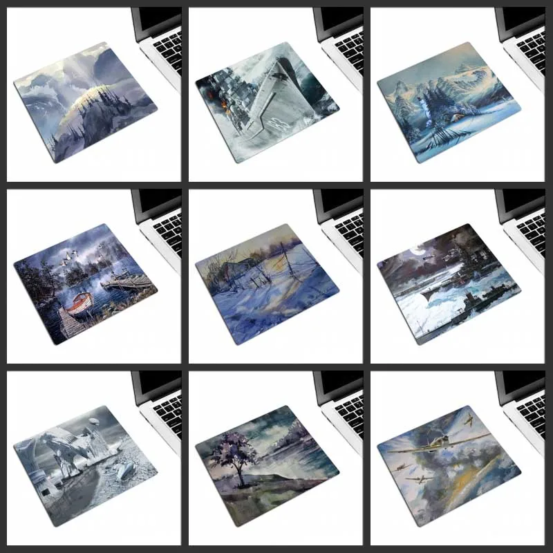 

XGZ Promotional Mouse Pad Customizedized Logo Any Size HD Oil Painting Warship Aircraft Computer Desk Mat Rubber Non-slip