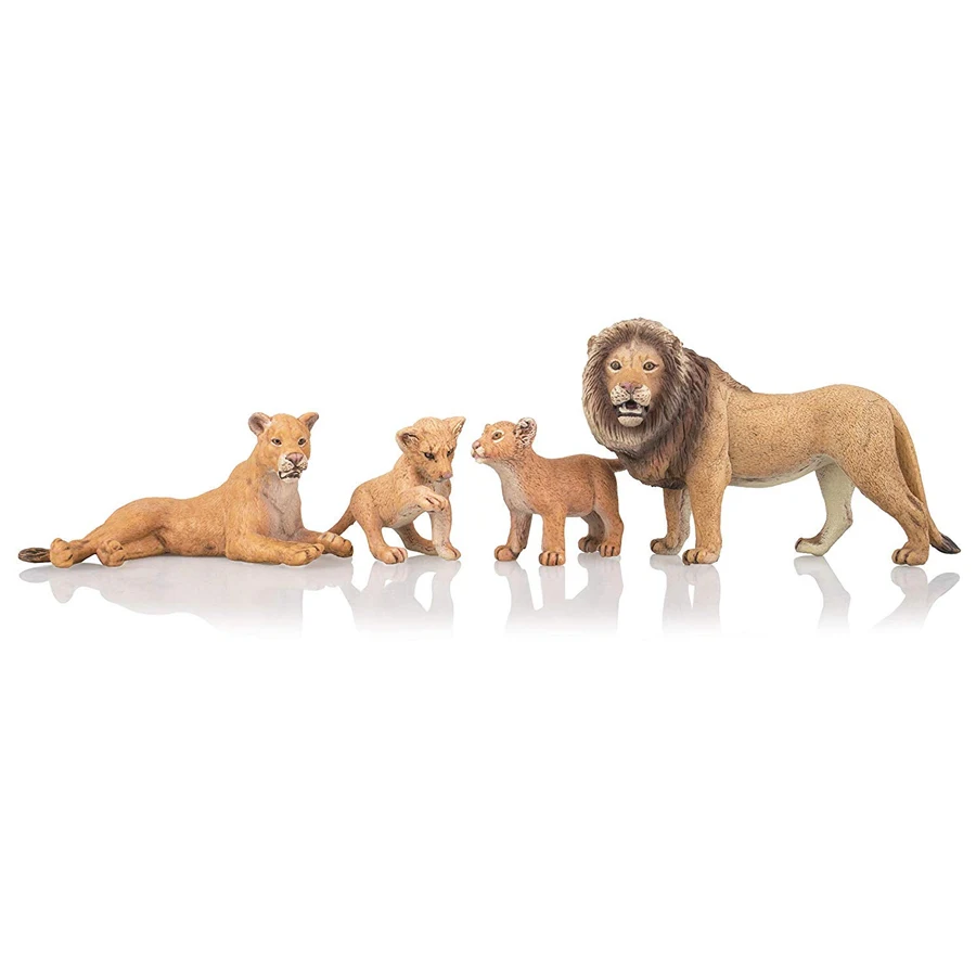 Lion 4pcs Реалистичные фигурки диких животных лев, белые тигры, леопарды, пантера с детенышами, 2-" Сафари животные модель фигурки семейный набор - Цвет: Lion 4pcs