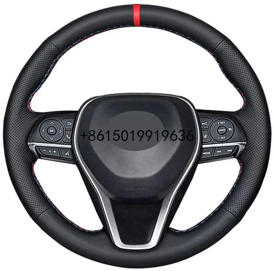 

DIY Sew Steering Wheel Cover for Toyota Camry 2018-21 Corolla 20-21 RAV4 Avalon 2019-2021 Black Leather Interior Accessories