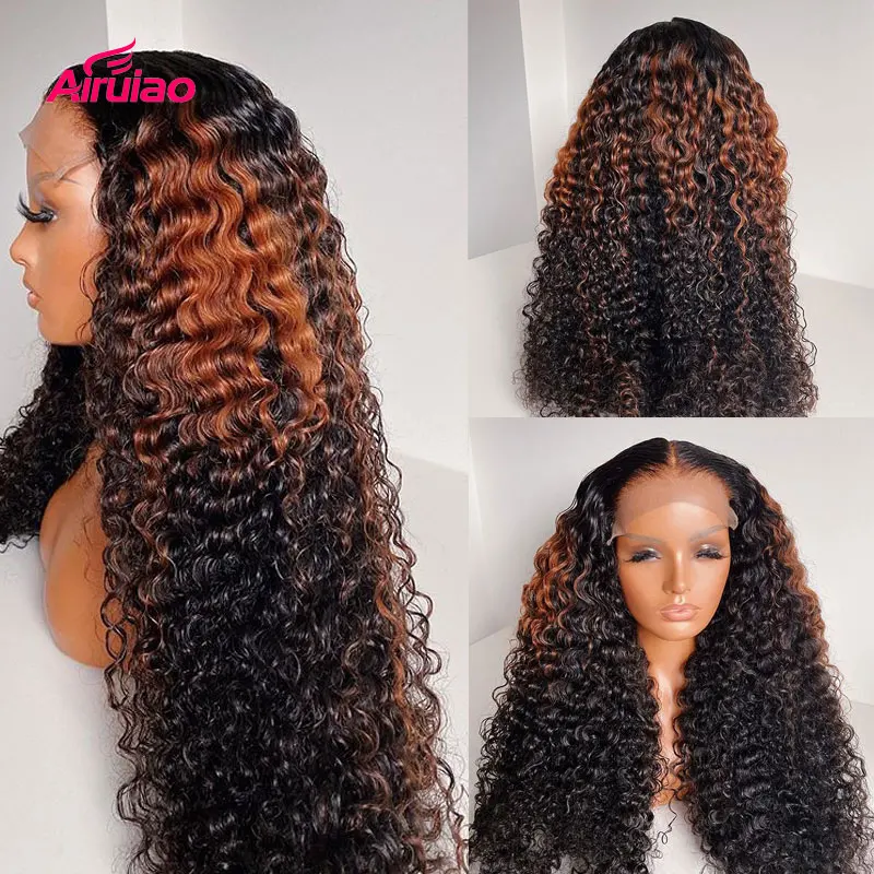 Кудрявый медовый блондин коричневый Выделите Цветные Человеческие волосы Remy