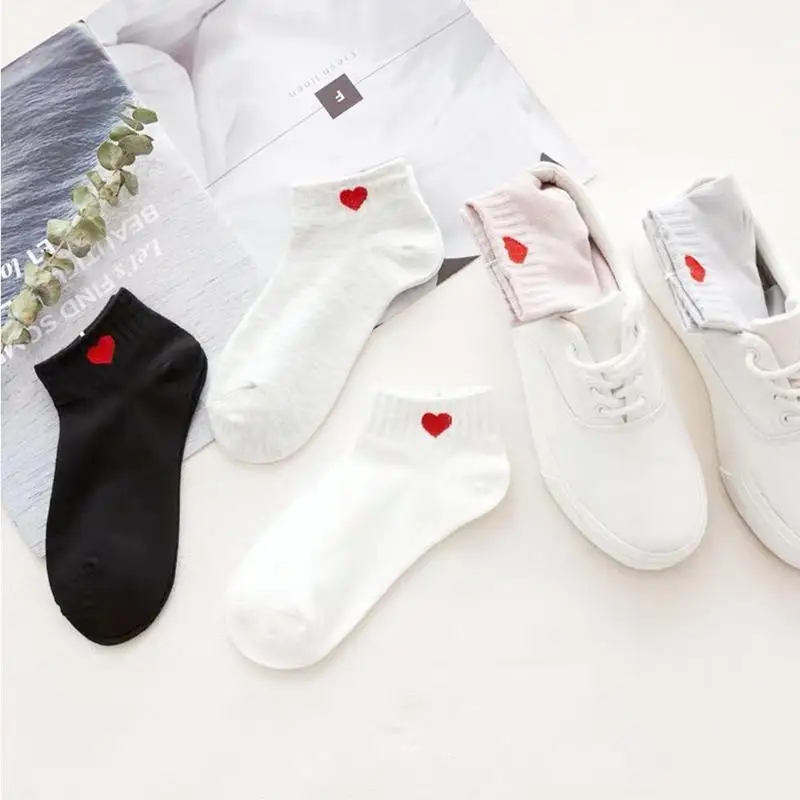 

Japanese Love Socks Female Mid-tube Polyester Cotton Mid-short Cute Socks Harajuku V4o2