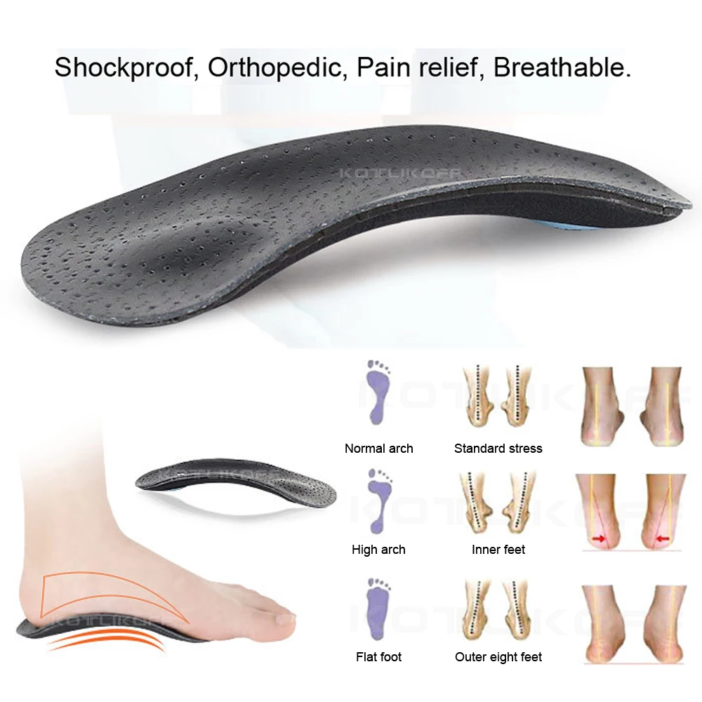 Leather Orthotic Insoles Half/Full Pad Orthopedic Flat Feet Heel Pain Arch Support For Man Woman Shoe Insoles Sole Insert