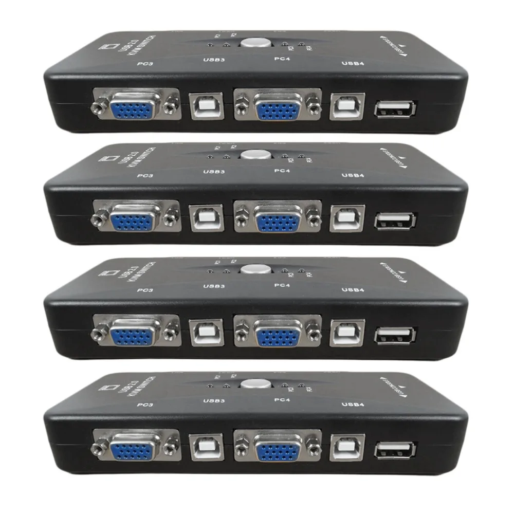

New USB 2.0 KVM 4 Port SVGA VGA Keyboard Mouse Switch Box Monitor Sharing Wholesale