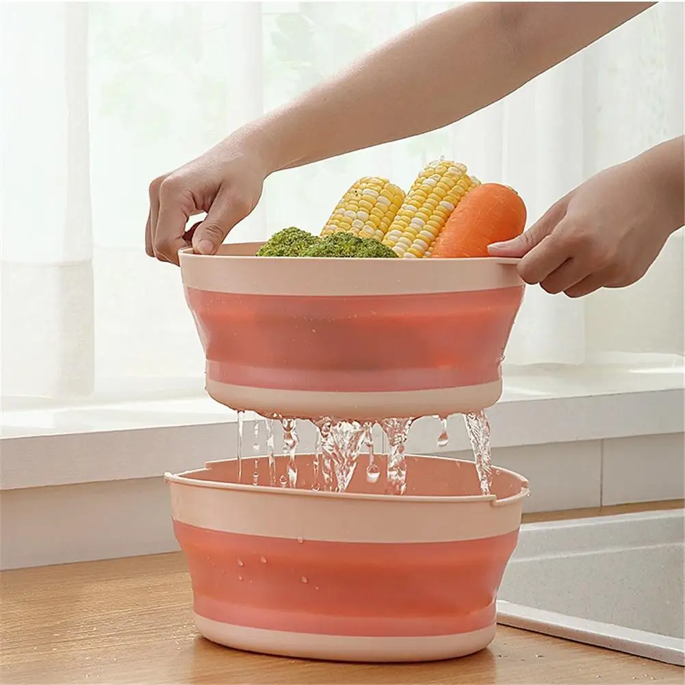 

1 шт. пластиковый складной Слив для воды, двухслойная полая сливная корзина для мытья кухни