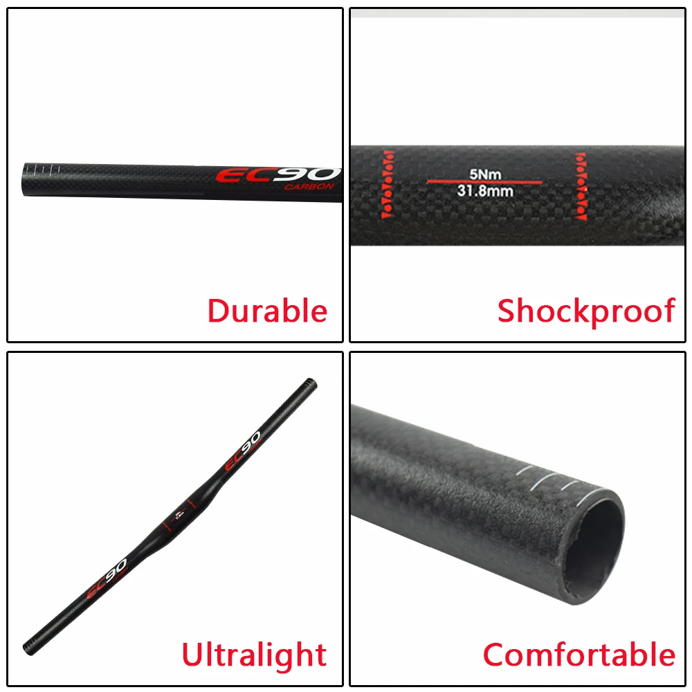 Прямой велосипедный руль EC90 T800 из углеродного волокна 31 8*600/620/640/660/680/700/720 мм