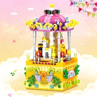 city creative series carousel music box desktop decoration accessories building blocks bricks toys gifts