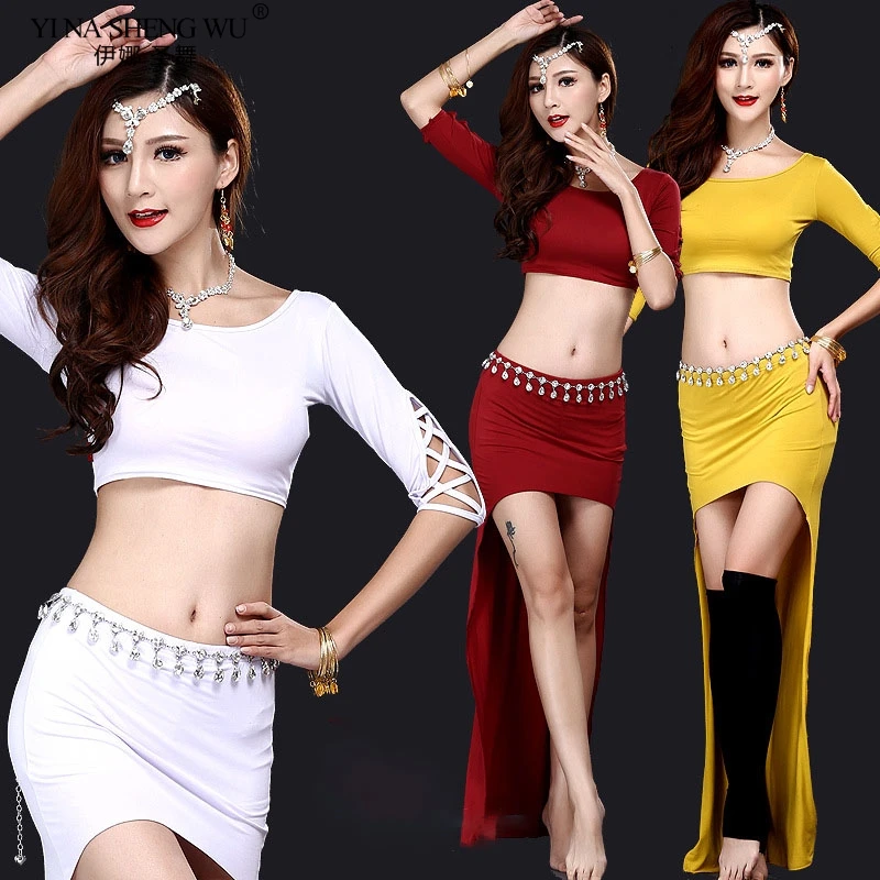 Женские костюмы для танца живота модальный топ + длинное платье сексуальные