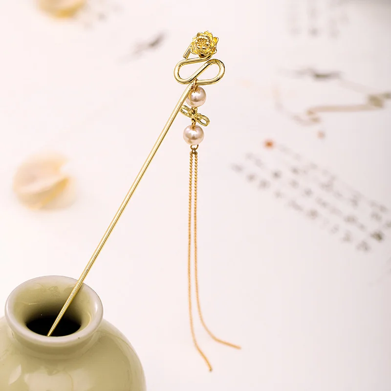 

Simple Exquisite Gold Antique Style Hairpin Special Pattern Design Classic Chinese Style Women Girls Daily Headwear LXH