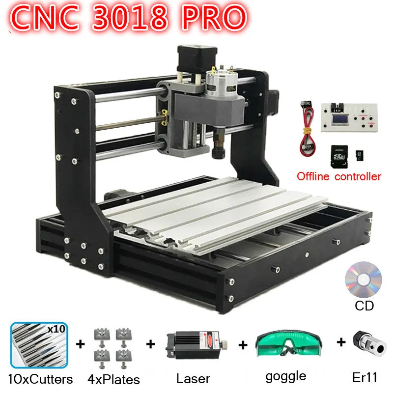 CNC 3018 PRO Laser Engraver Wood CNC Router Machine GRBL ER11 Hobby DIY Engraving Machine for Wood PCB PVC Mini CNC3018 Engraver