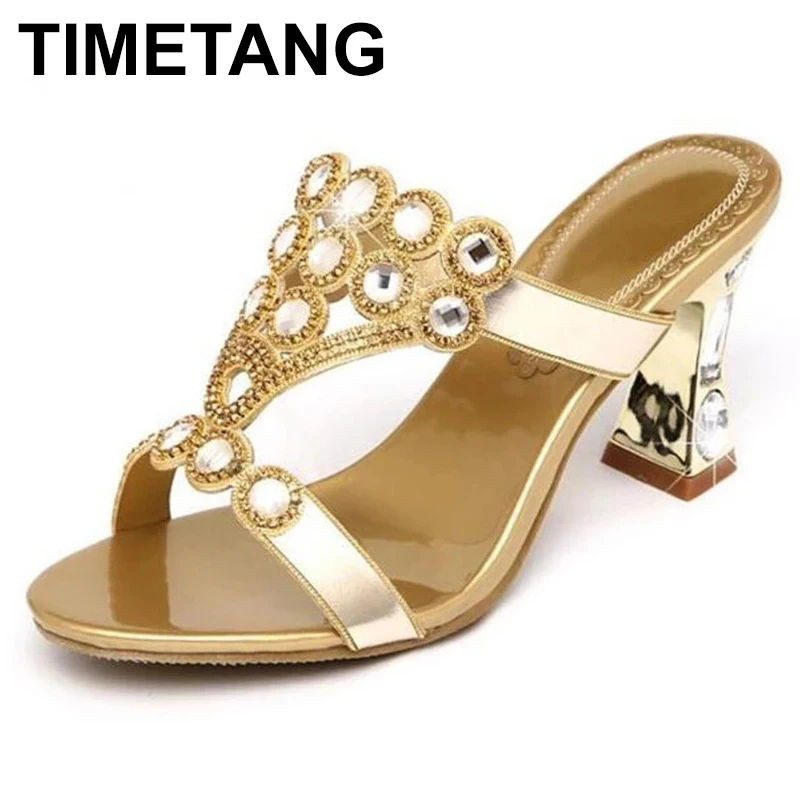 

TIMETANG Flip Flops 2021 New Summer Sandals Female High Heels Slippers Diamond Beach Shoes Woman Slides Woman Slipper Flip Flop
