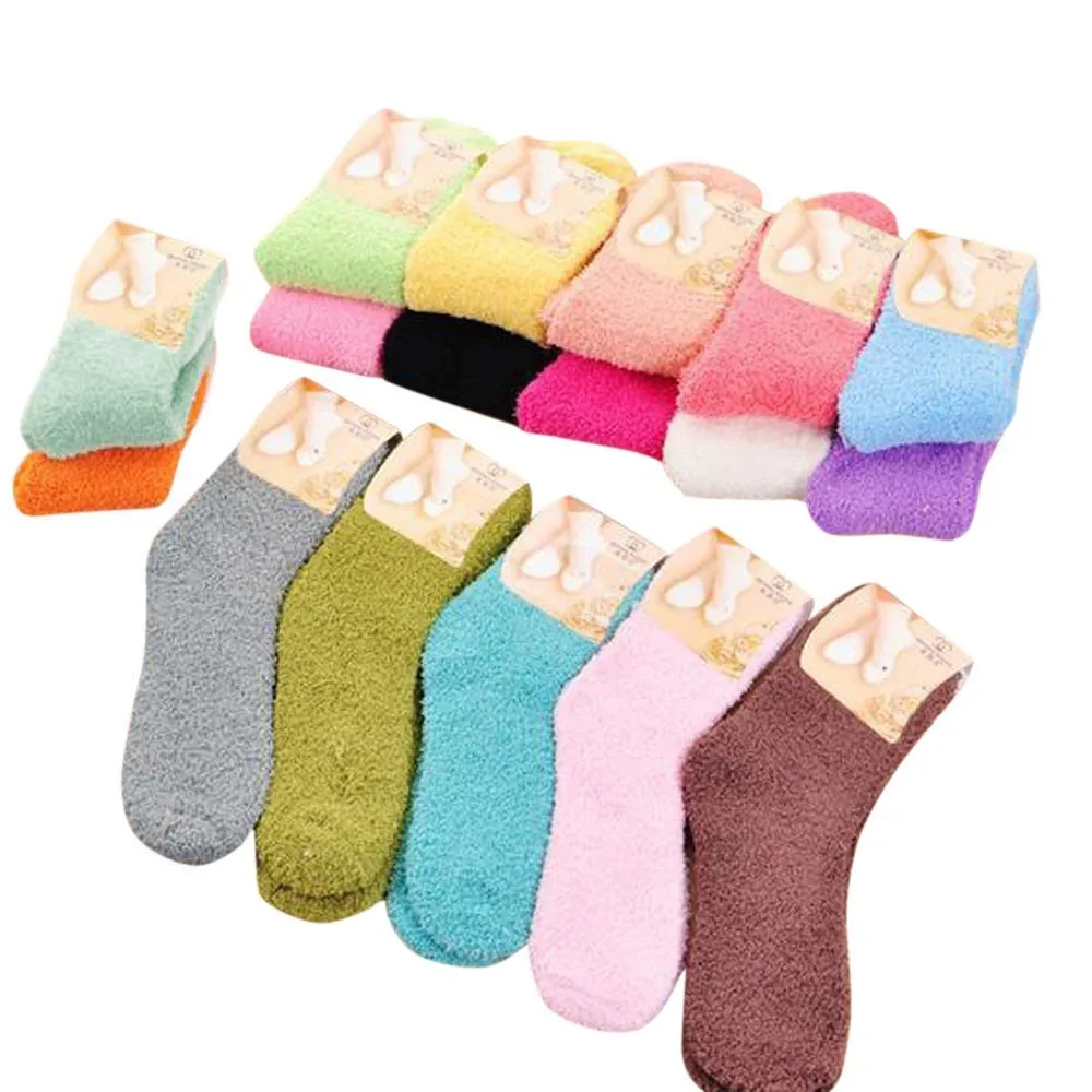 Носки женские Однотонные эластичные мягкие теплые зимние Дышащие носки для пола