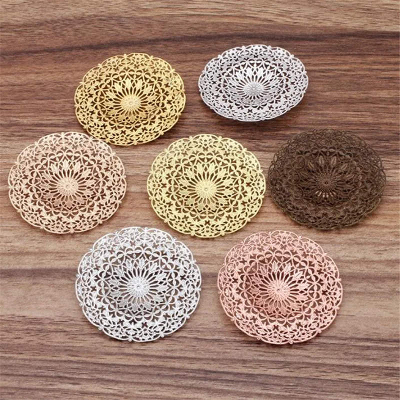 Винтажные круглые ажурные Подвески с цветочным мотивом серебристые ювелирные