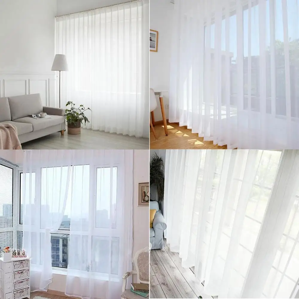 Темно-синие тюлевые занавески для украшения гостиной Современные однотонные