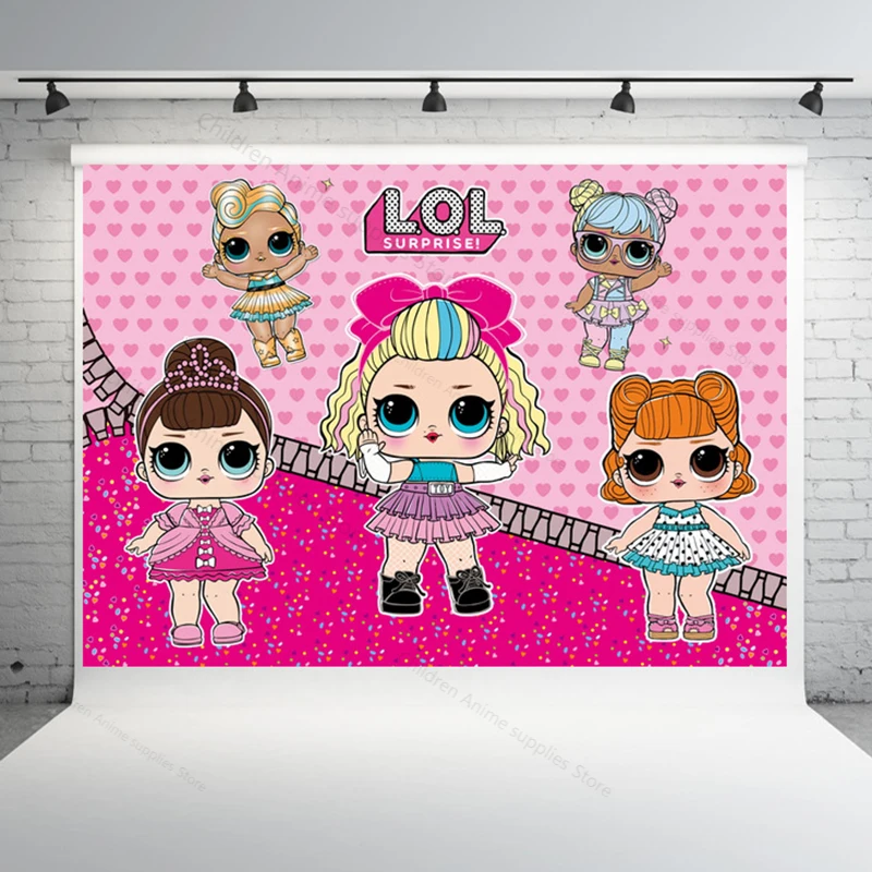 

Original LOL Surprise Dolls Happy Birthday Party Decoration Background Cloth Anime Figure LOL Dolls Theme Kids Gifts for Girls