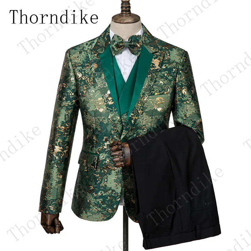 suit 4 Thorndike последний дизайн черный цветочный мужской костюм Модный узор приталенные Смокинги Костюмы из 3 предметов под заказ стиль смокинг Masculino - Цвет: suit 4