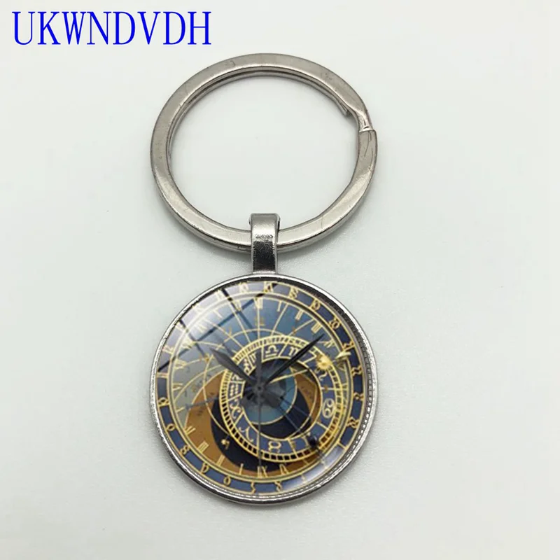 

Hot Prague Clock Pendant Keychain Steampunk Personality Keychain Pendant