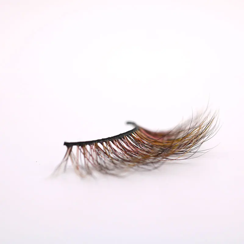 

New Beauty Makeup Fashion 3D Mink False Lashes Long Winged Messy Curly Eyelashes Pure Handmade Colorful Fake Eyelash