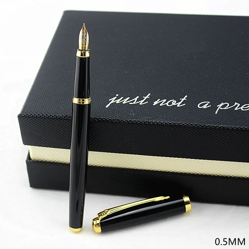 

high quality metal black ink pen 0.5mm tip Learn office school stationery Gift Luxury pen hotel busines Writing Fountain pen