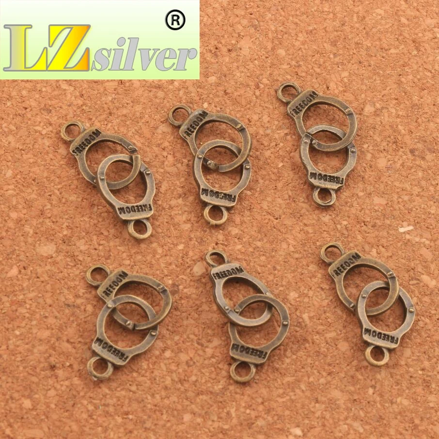 Handcuffs Freedom Connector Spacer Charm Beads 200PCS Zinc Alloy Bronze Pendants Alloy   Jewelry DIY L243 31.7x10.2mm