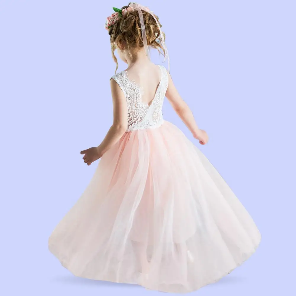 Летнее платье для девочек от 3 до 8 лет многослойное Кружевное платье-пачка