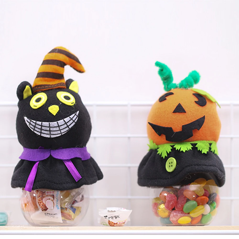 Счастливый Хэллоуин ребенок конфеты бутылки прозрачная банка Черный кот тыква