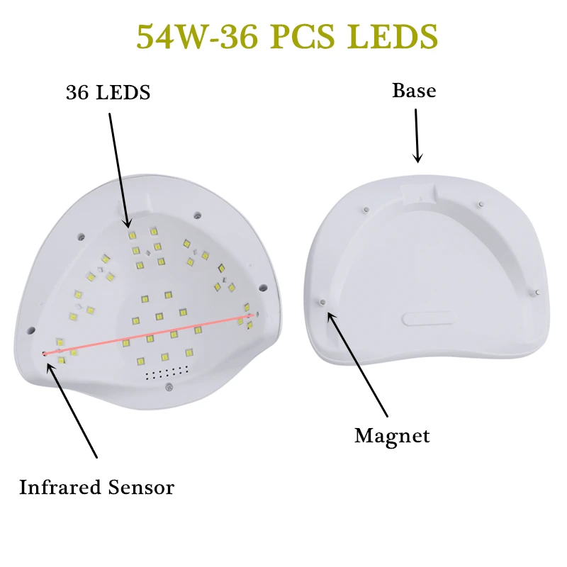 54 Вт УФ светодиодный светильник для маникюра ногтей с 36 s Профессиональная лампа