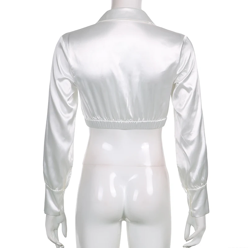 

Rapwriter Solid White Shirt Turn Down Collar Blouse Women Casual Single Breasted Shirt Autumn Long Sleeve Top Simple Streewear