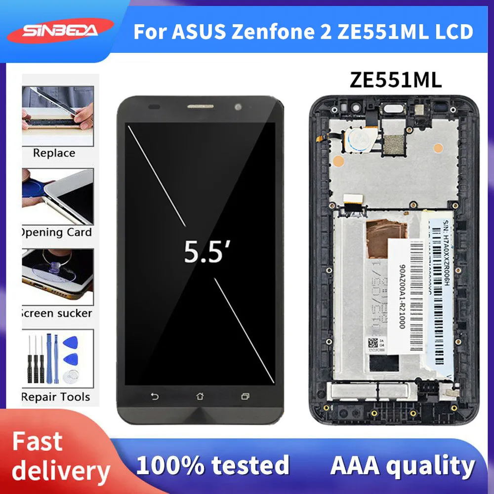 

Оригинальный ЖК-дисплей 5,5 дюйма для ASUS Zenfone 2 ZE551ML Z00AD, ЖК-дисплей с сенсорным экраном и дигитайзером с рамкой для ASUS Zenfone 2 LCD