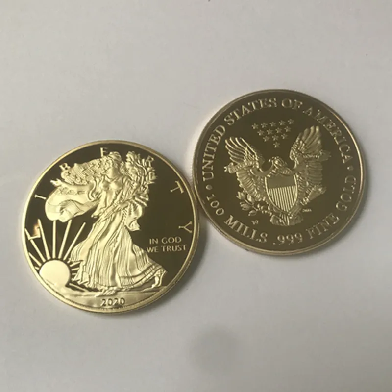 100 шт. свобода 2020 значок статуя 24K настоящее золото покрытием 40 мм животное ealge