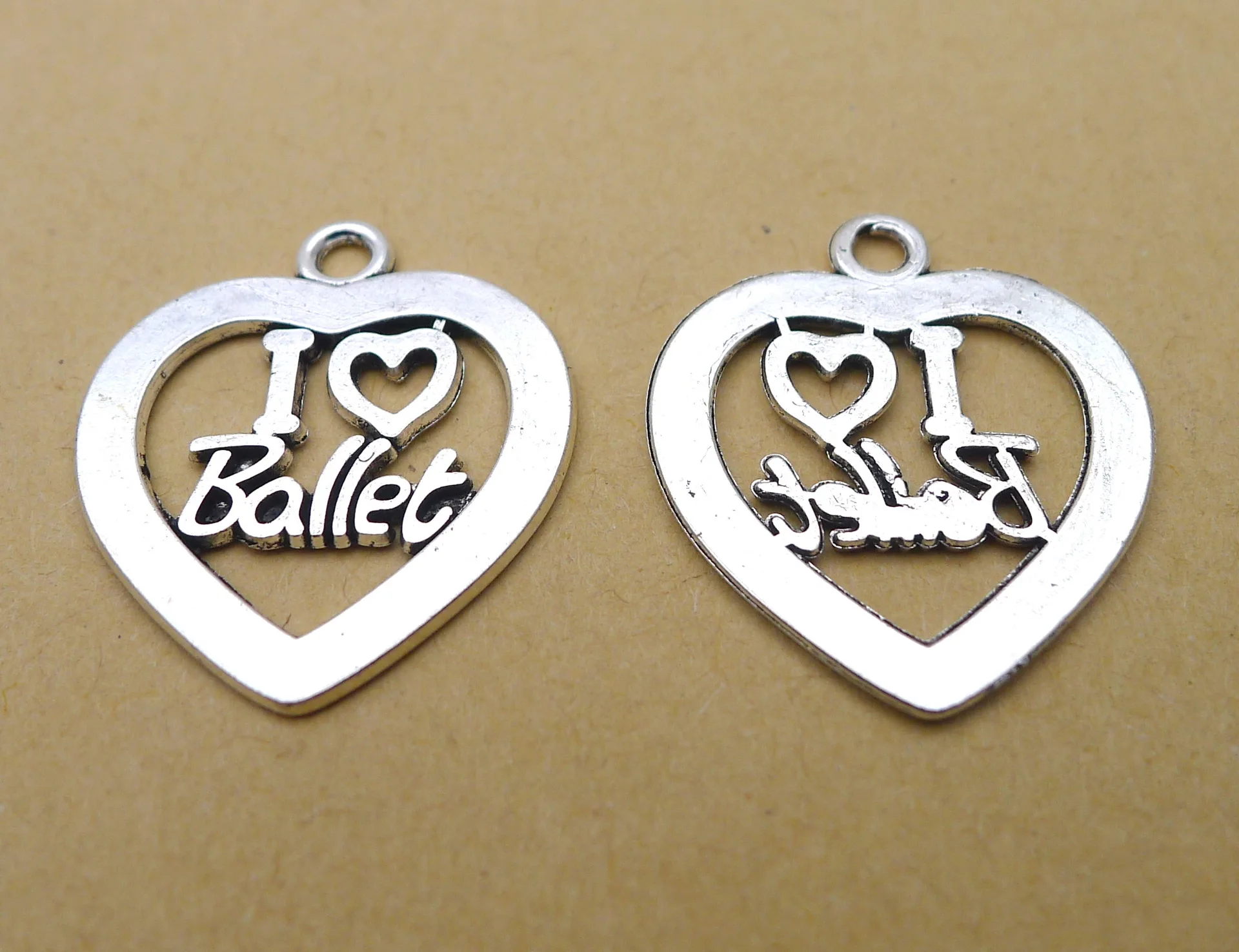 

Charm for making jewelry 10pcs 21x25mm antique silver color Love charms
