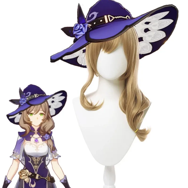 

Genshin Impact Lisa Cosplay Women 65cm Christmas Line Wig Heat Resistant Synthetic Hair + Free Wig Cap