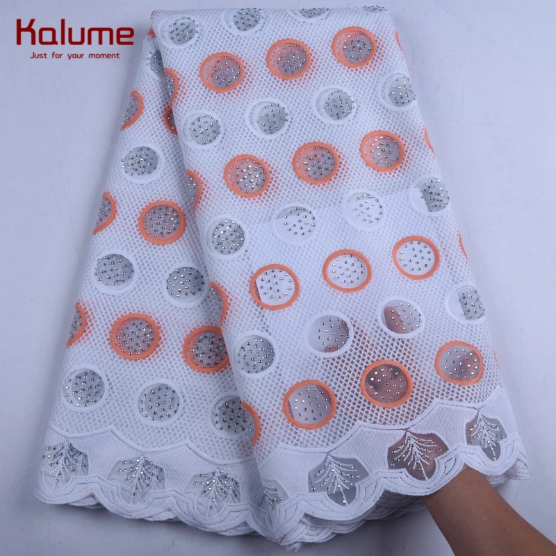 Чистая белая африканская сухая кружевная ткань Высококачественная молочная