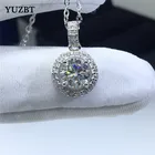 Ожерелье с кулоном Муассанит женское, Круглый микро камень с покрытием из белого золота 18 К, отличная огранка, 1 карат, проверенный драгоценный камень, цвет D