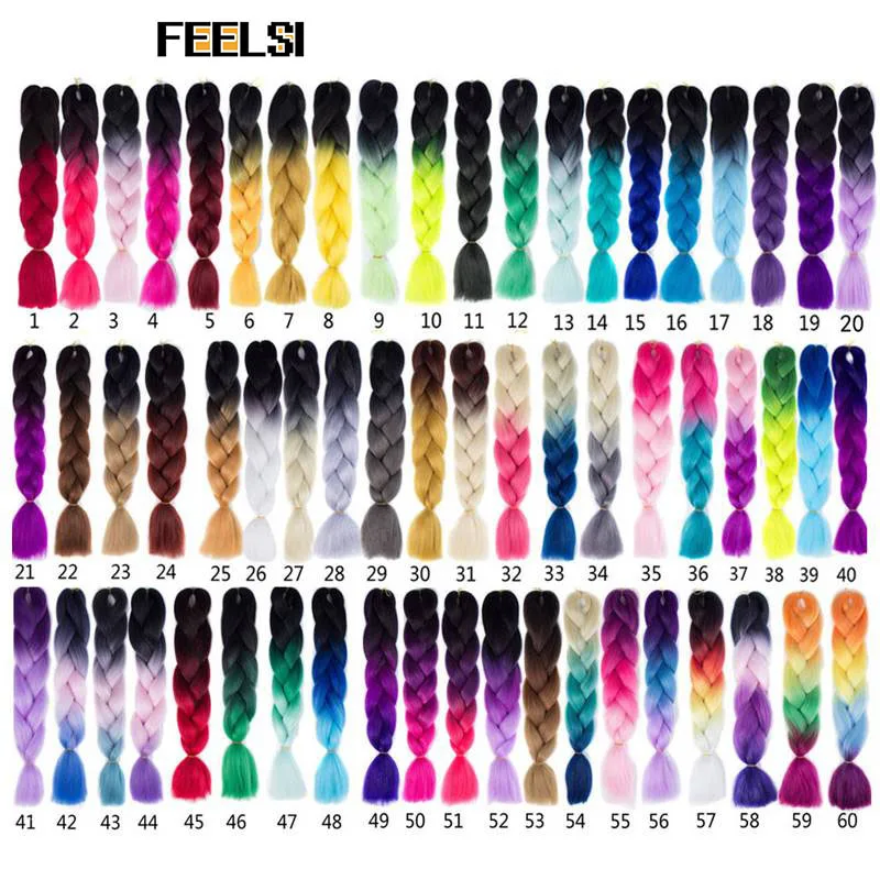 Синтетические волосы косички Омбре плетение наращивание волос коробка розовый