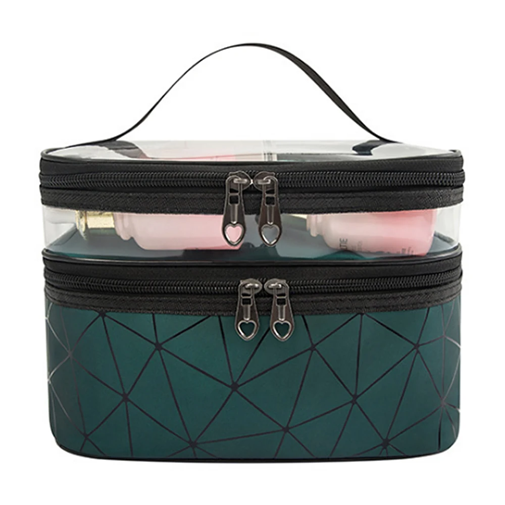 

HPDEAR Water-resistant Double Layer Makeup Bag, Travel Organizer for Women, Portable Large Capacity Toiletries Storage Bag