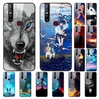case for vivo v15 back phone cover black silicone bumper with tempered glass series 3