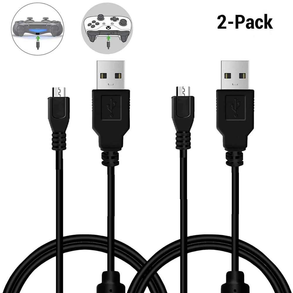Кабель для зарядки контроллера PS4 2 шт. 10 футов кабель Micro USB совместимый с Sony Playstation