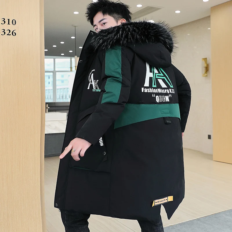 New Casual Winter Hooded Mid-Length Cotton-Padded Jackets Outwear Thick Long Coats Detachable Fur Collar Warm Parkas Top Clothes