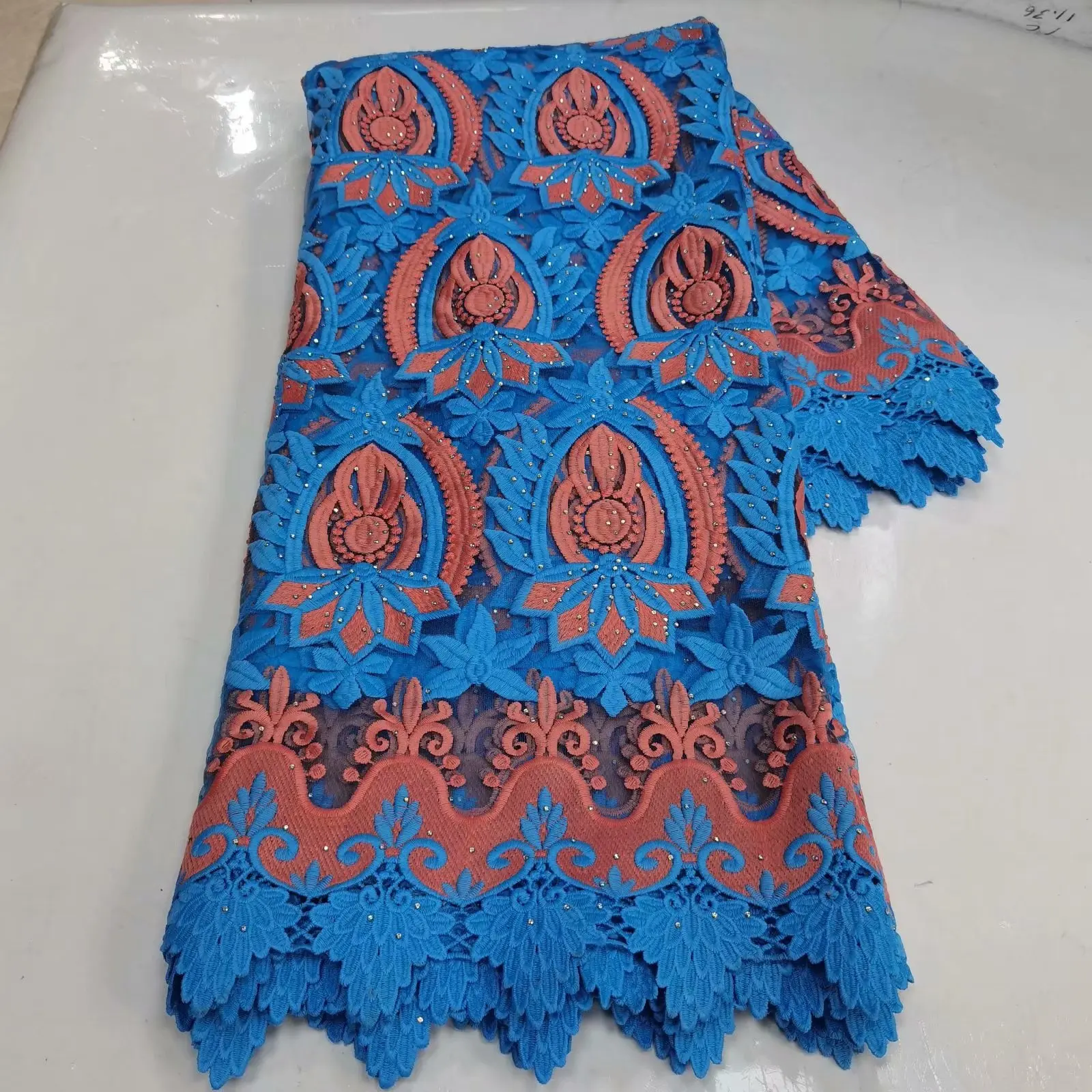 

nigerian blue lace fabric high quality lace african guipure cord lace 2021 high quality yellow africain water soluble