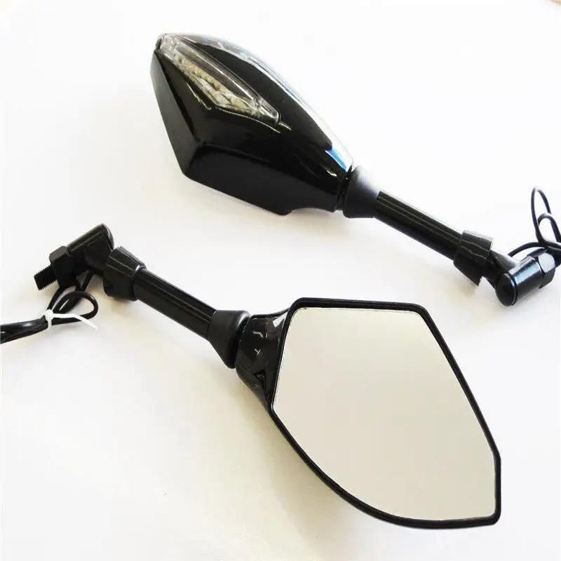 

1 Pair 10mm 8mm Universal Motorcycle Rearview Side Mirrors with LED Turn Signal Light Scooter Rear View Side Mirrors Accessories