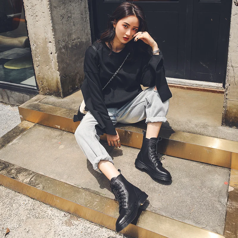 Женские ботинки из натуральной коровьей кожи Mordoan короткие в британском стиле