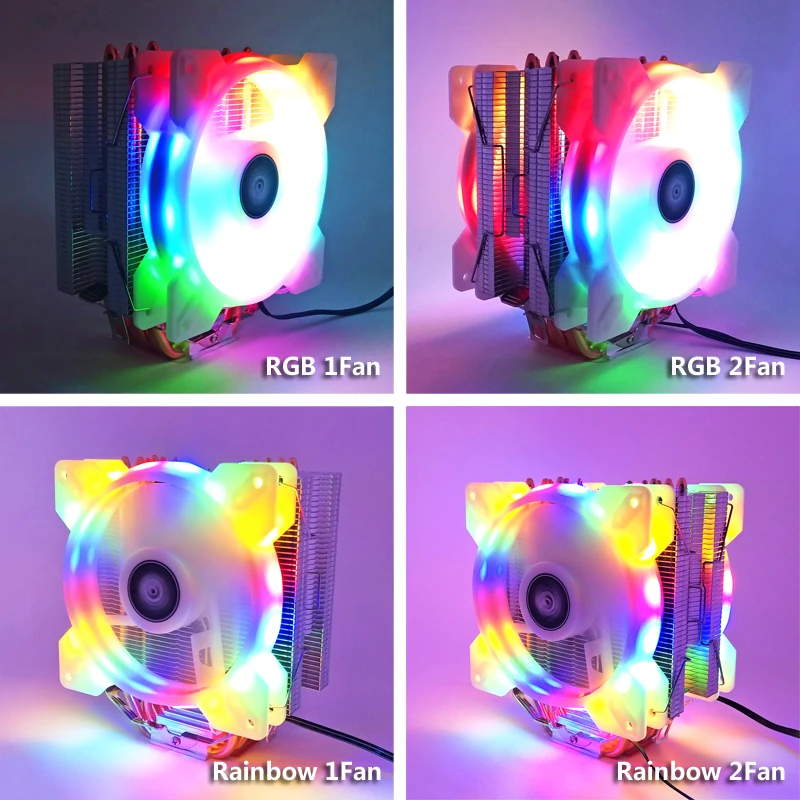 Снеговик 6 тепловых трубок кулер ЦП RGB 120 мм ШИМ 4Pin для Intel LGA775 1150 1151 1155 1366 AMD AM2 AM3 AM4 Вентилятор охлаждения процессора ПК тихий