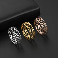 my shape vintage filigree stainless steel womens ring hollow craft rose gold wedding hand accessories anniversary gift