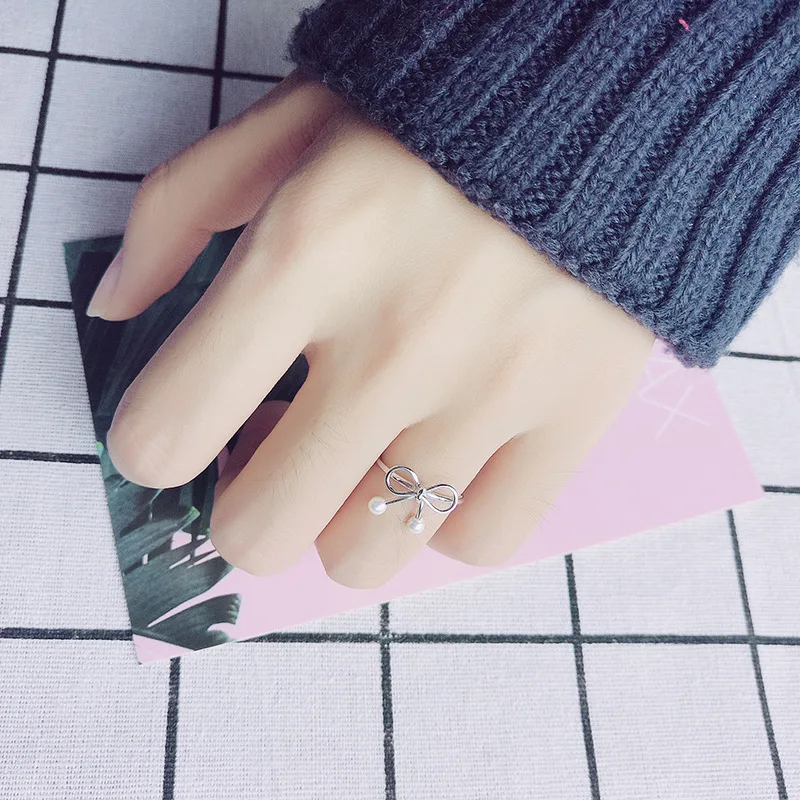 Trustdavis 100% твердый Стерлинговое Серебро 925 пробы бант синтез жемчужные кольца