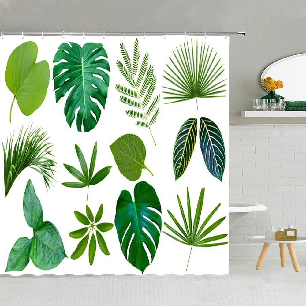 Тропические растения зеленые листья занавеска для душа ананас цветок пальма