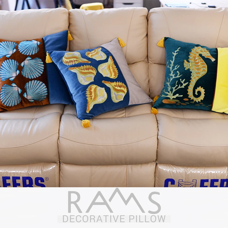 

2020 Rams Embroidered Decorative Geometric Pillow Cushion Home Decor Embroidery COVER ONLY NO FILLING