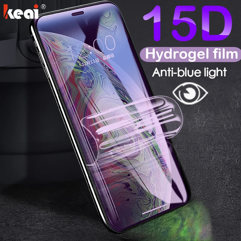 15D изогнутая Гидрогелевая пленка для iPhone 7 8 6 6S Plus XR X XS Max, мягкая защитная пленка для экрана для iPhone 11 Pro Max, мягкая пленка, не стекло