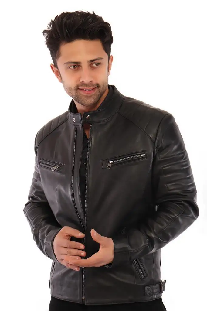 

BLACK MEN 'S JACKET 100 GENUINE LEATHER