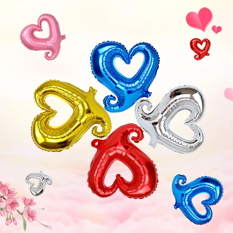 Воздушные шары 18 дюймов 45 см золотистые серебристые в форме сердца для украшения